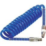 HA5210 Polyurethane Coiled Hose Assembly Blue 2.5m of 6.5mm i/d Hose Male Thread R 1/4 Swivel Ends